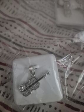 Sterling Silver Violin Pendant Charm